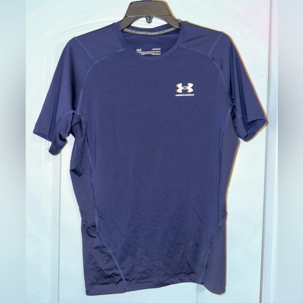 Under Armour Heat Gear Compression Blue Navy Blue Men’s Large Short Sleeve